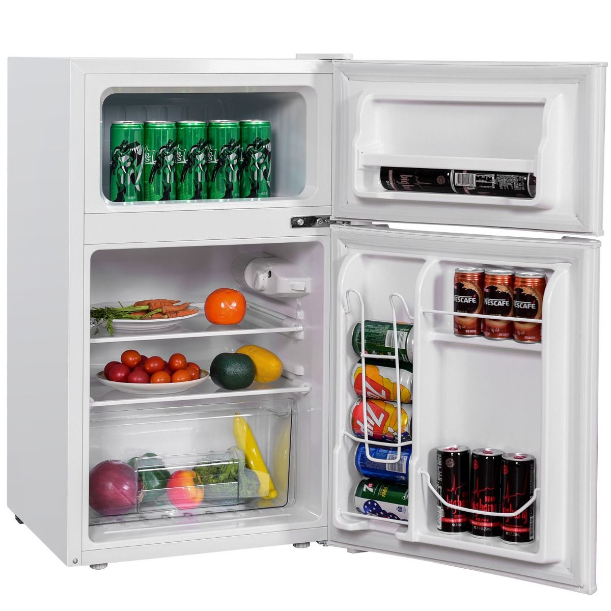 Rfrigrateur Compact Mini-rfrigrateur 90 L Conglateur Spar avec Design 2 Portes Fonctionnement Silencieux Blanc/Gris/Noir -