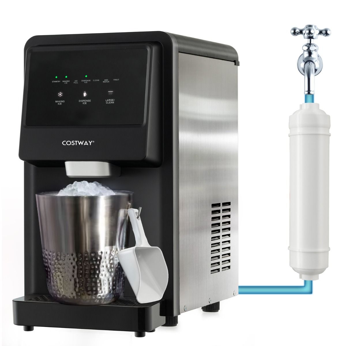 Machine Glaons 27kg/24h Machine Ppites Affichage LED de Comptoir avec Capteur Infrarouge et Autonettoyant Stockage de glace : 4 kg -