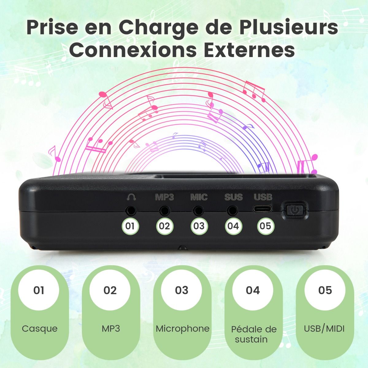 Piano Numrique Pliable 88 Touches avec Fonction Bluetooth MIDI Clavier lectronique Portable avec Pdale de Sustain Sac de Transport -