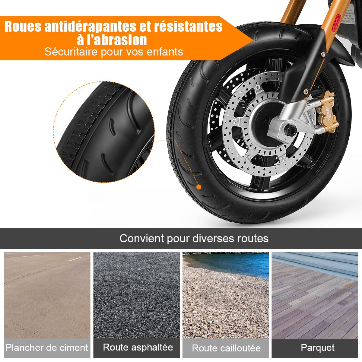 Moto Electrique pour Enfants 12V avec Lumires LED Musique MP3 Roues Antidrapantes pour Garons et Filles 37 95 mois -