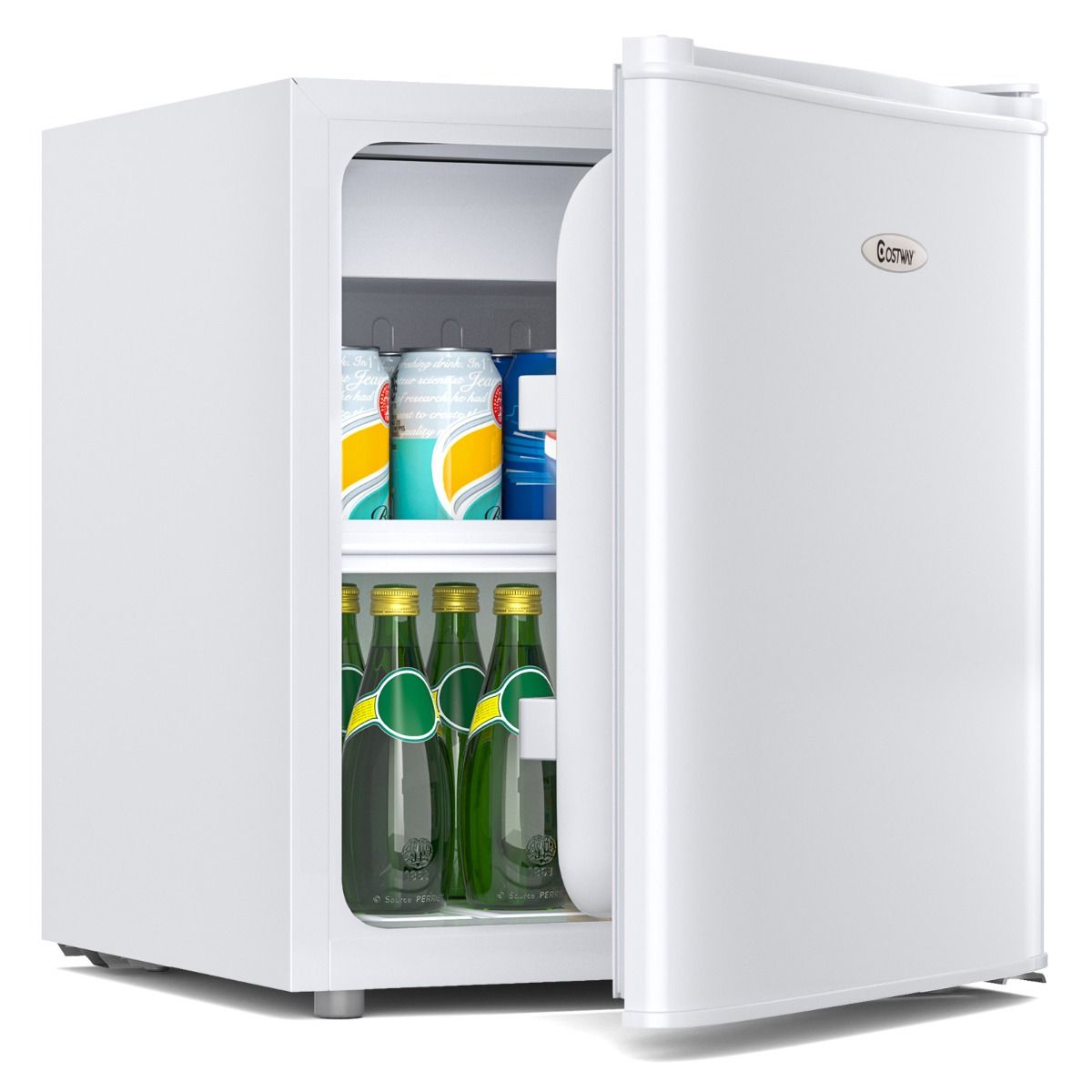 Mini Réfrigérateur 48L,2 niveaux et porte-bouteille,bac à légumes,Silencieux 230V,46 x 44 x 49 cm,Blanc -
