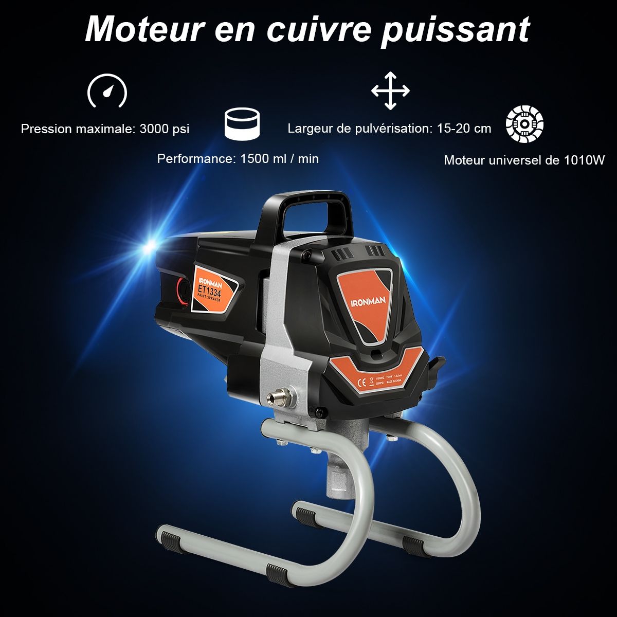 Systeme de Pulverisation de Peinture à Haute Pression 3000PSI Fonctionnement en Courant fort 1,5 L/min -