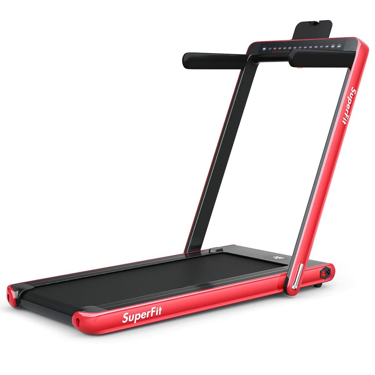 Tapis de Course Pliable 0,75HP Double Affichage LED APP et Tlcommande Vitesse Motoris 12 km/h Surface 40x100cm Rouge -