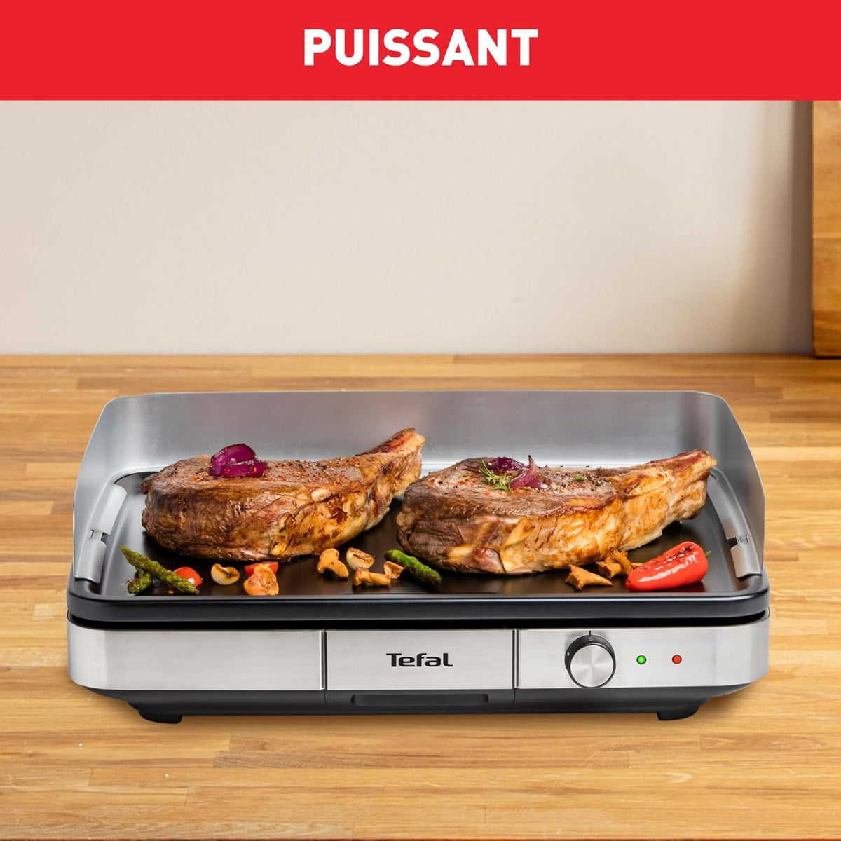 Tefal Plancha Electrique Maxi Plancha XXL 10/12 Personnes Plancha Intérieur Et Extérieur Inox CB690D12