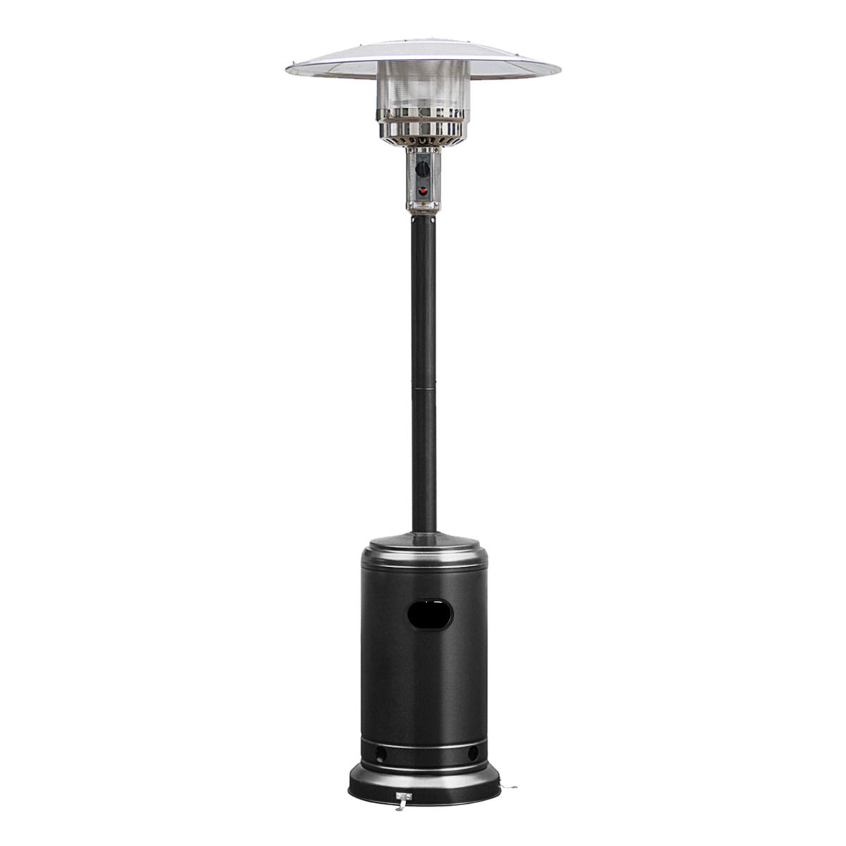 Parasol Chauffage Extrieur Gaz 13KW Rflecteur 82cm avec Dispositif de Anti-basculement Tube 2 Roues Fluide 220cm Noir -