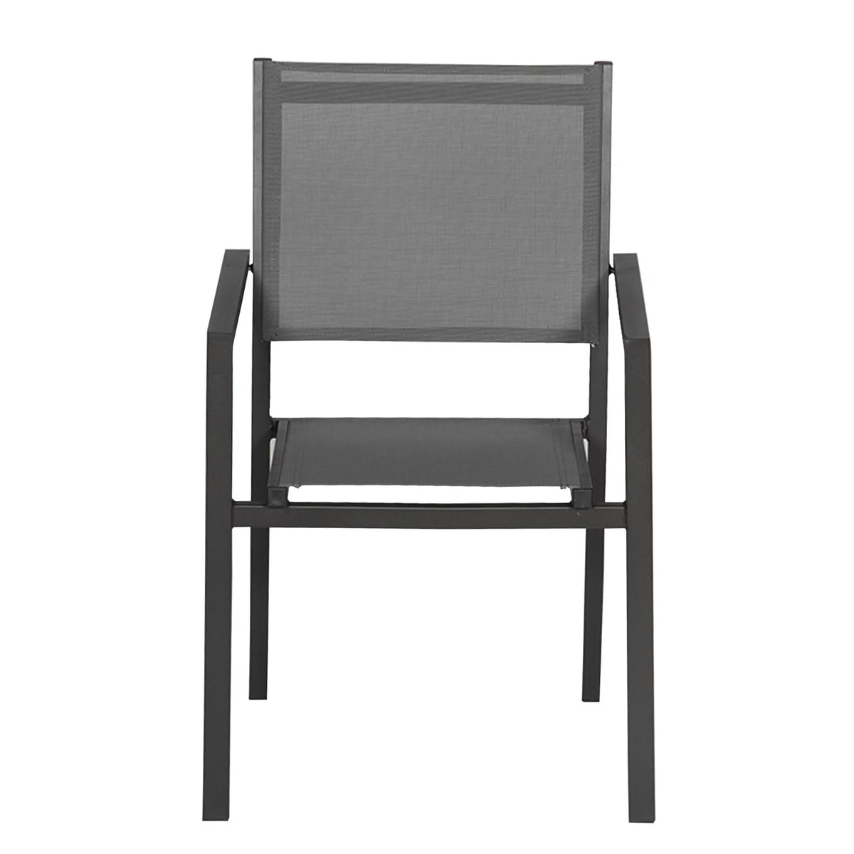 Lot de 8 chaises en aluminium anthracite - textilne gris -