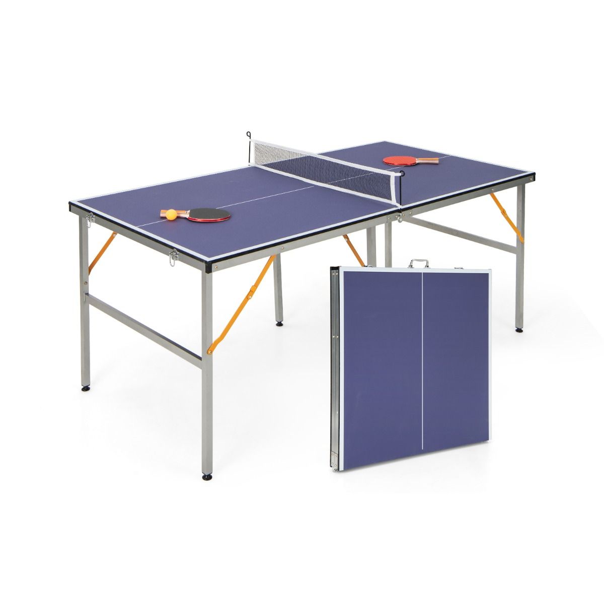 Table de Ping-Pong Pliable Peu Encombrante avec Filet Tennis de Table avec 2 Raquettes 3 Balle Pieds Rglables 180 x 90 x 76 cm -
