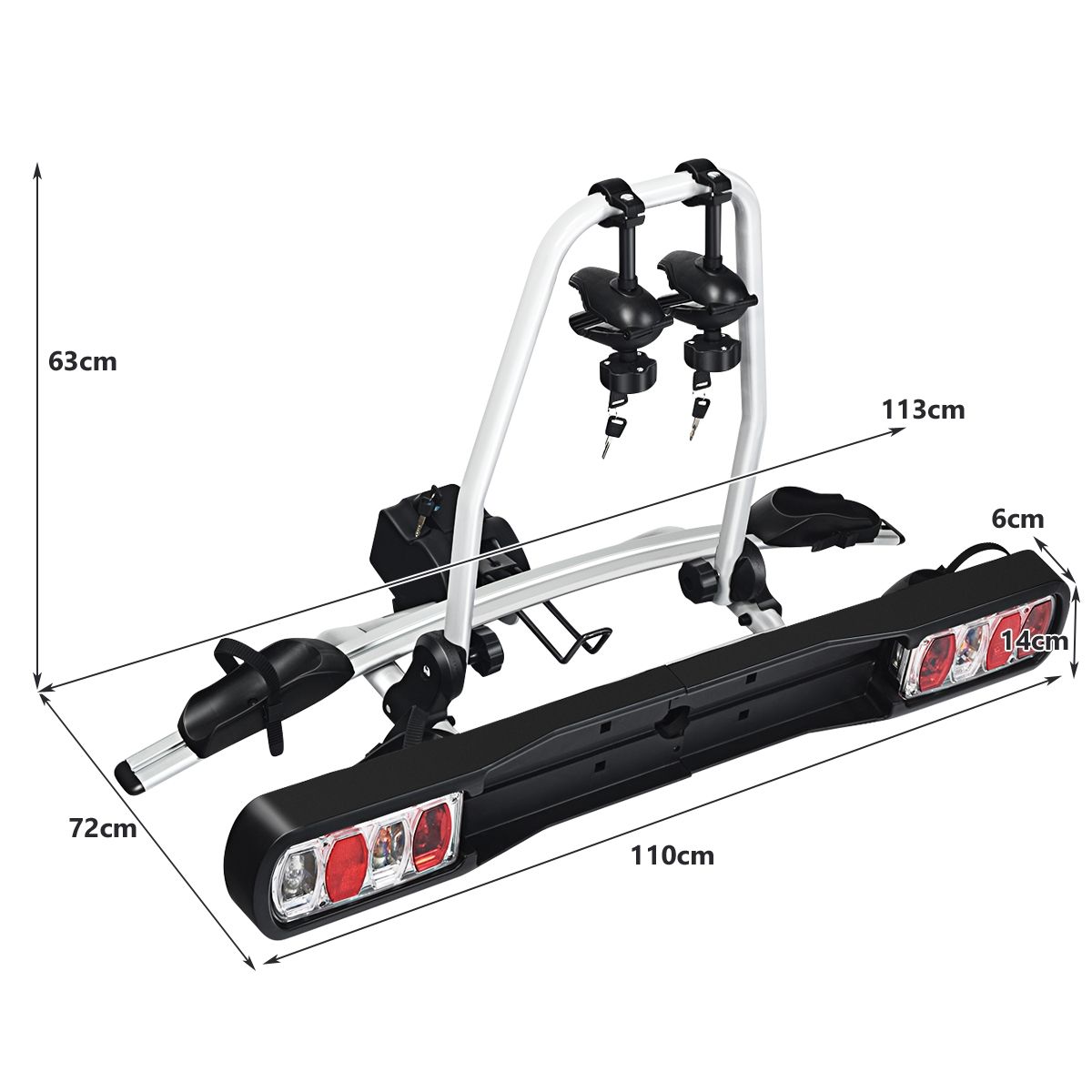 Porte-vlos pour Attelage sur SUV Berline Fourgon pour 2 Vlos Conception Intelligente de Basculement 113x72x63cm -