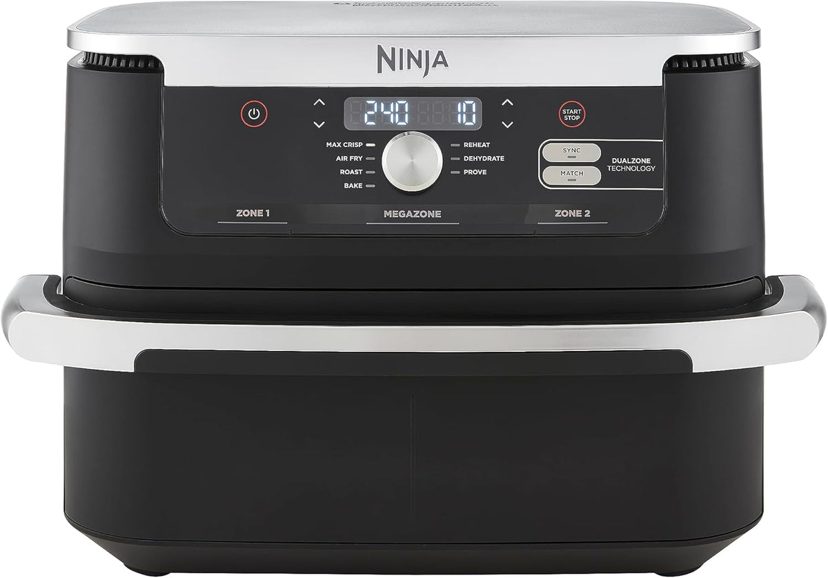 NINJA Foodi FlexDrawer Air Fryer, Dual Zone Avec Séparateur Amovible, Grand Tiroir de 10.4 L, 7-en-1, Double Zone, Sans Huile, Pièces Antiadhésives Compatibles Au Lave-Vaisselle, Noir AF500EU