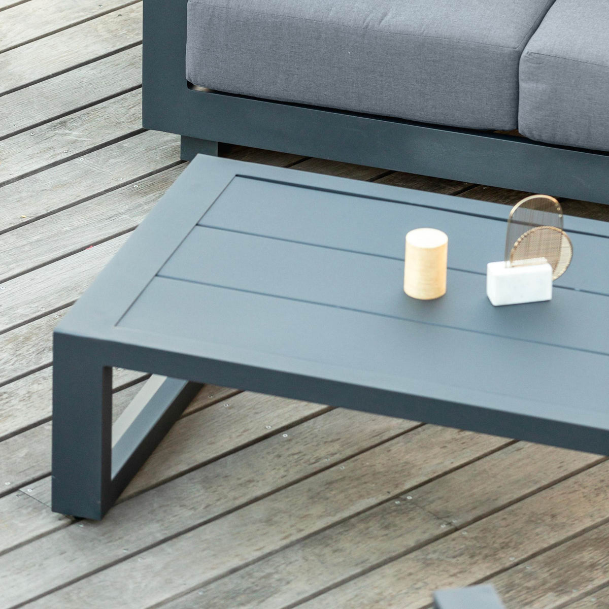 Salon de jardin d'angle aluminium 10 places Elba Gris anthracite - Action-sport36 -