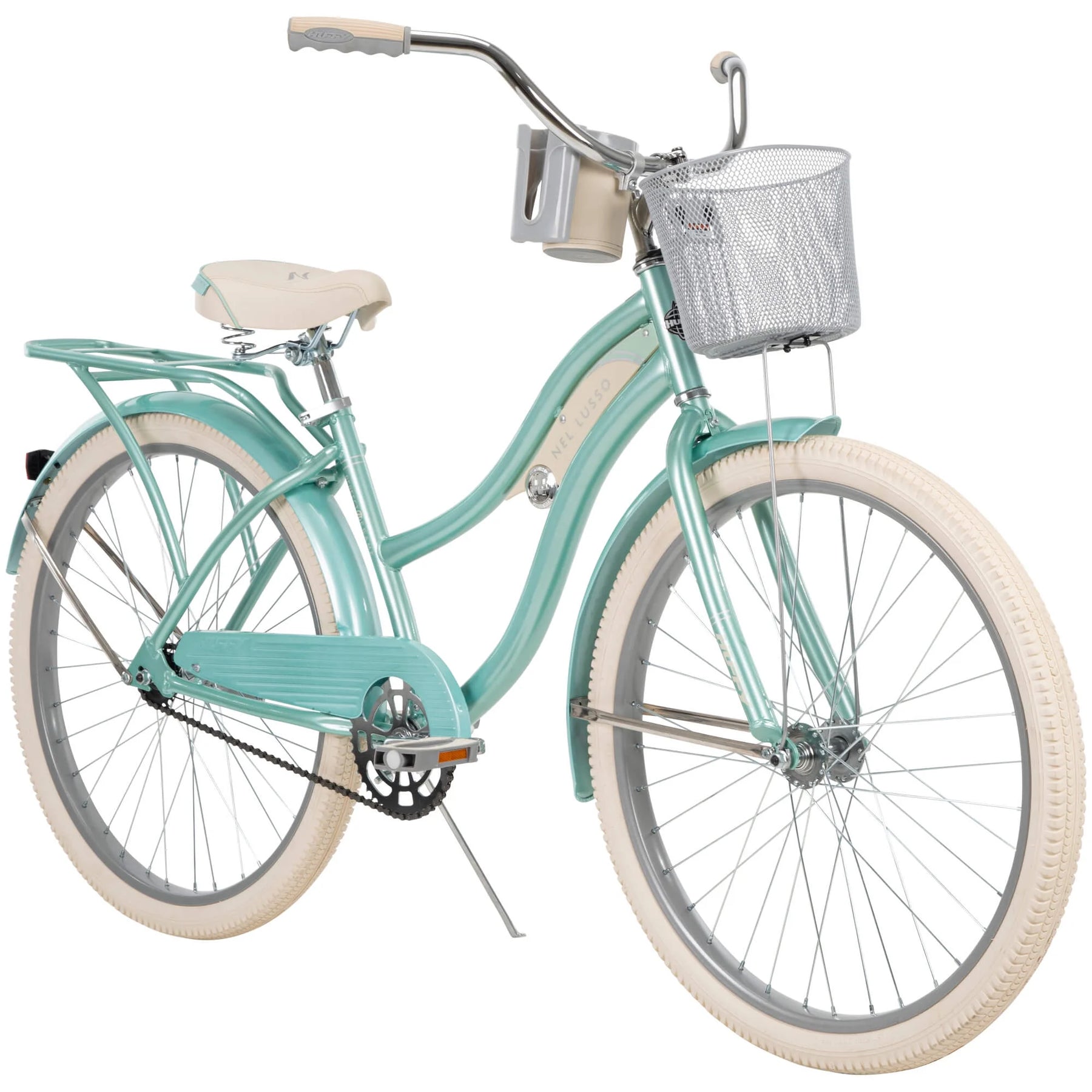 26 In. Nel Lusso Women'S Classic Beach Cruiser Bike, Mint Green