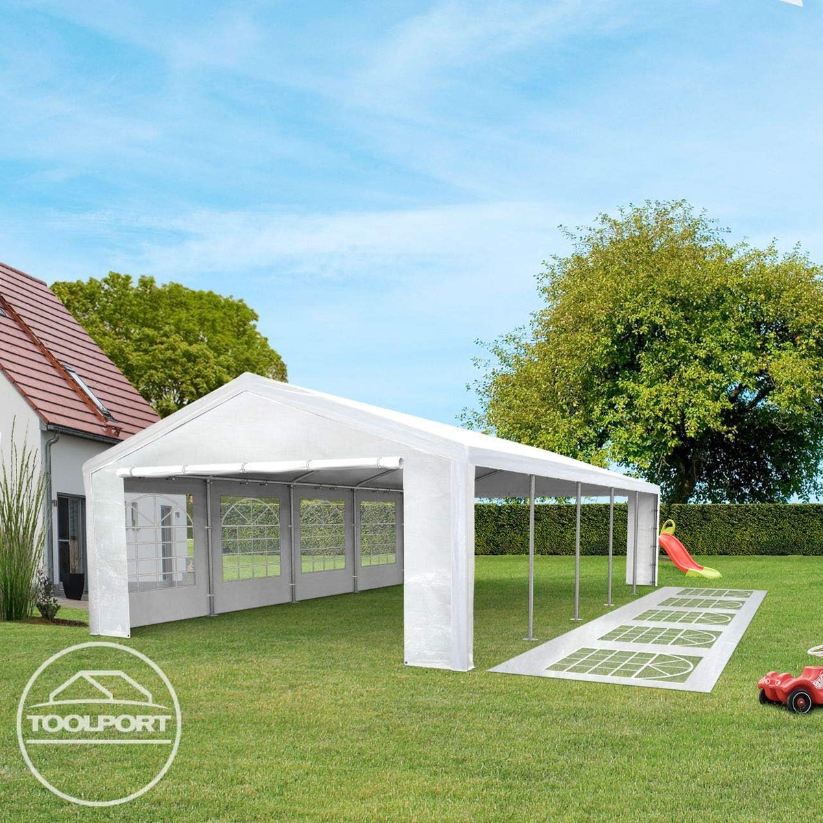 TOOLPORT Tente de réception 3x2 m pavillon Blanc bâche PE 350 N imperméable Tente de Jardin