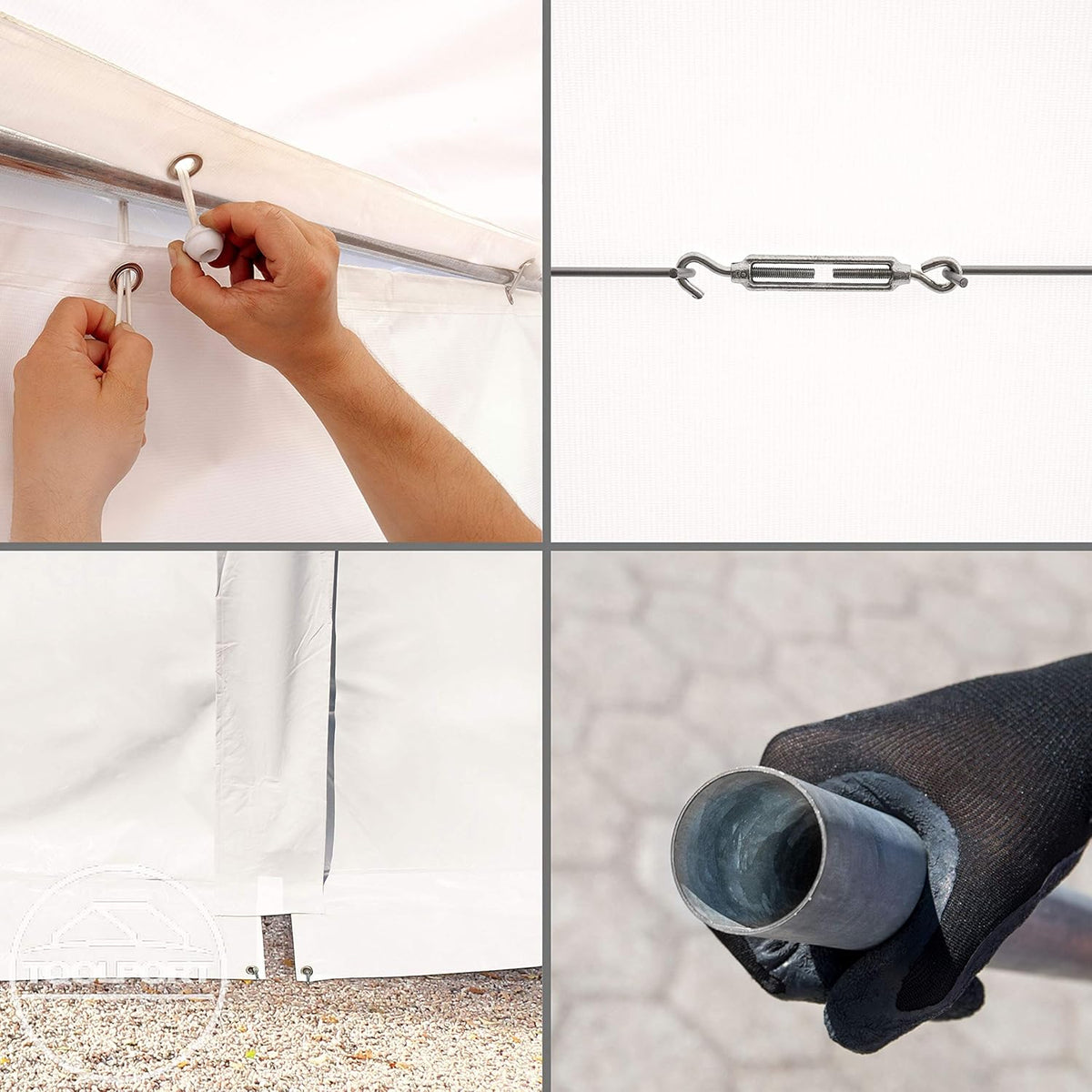 TOOLPORT Tente de Stockage 6x12 m abri bâche PVC 700 N imperméable Blanc
