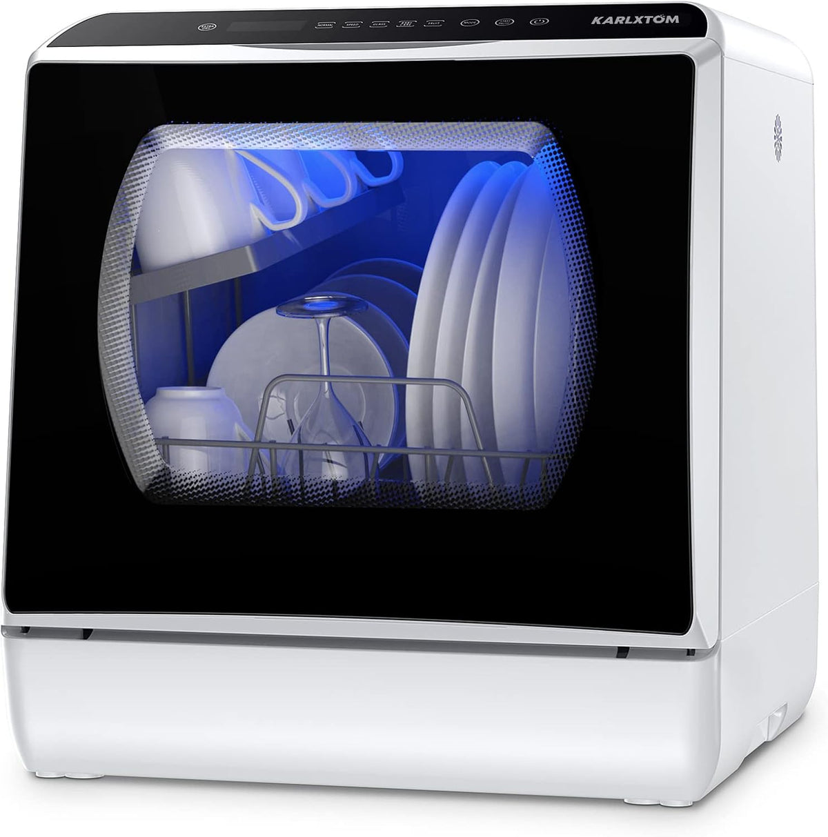 Karlxtom Lave-vaisselle de table, Mini Lave-vaisselle avec Comman destactiles à LED, 45CM, 6 Programmes, Lavage des fruits, Soins Pour Bébés