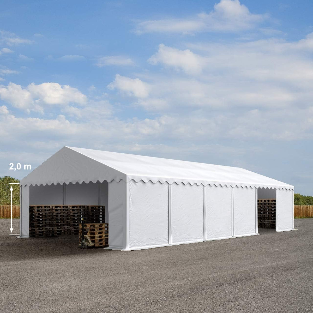 TOOLPORT Tente de Stockage 6x12 m abri bâche PVC 700 N imperméable Blanc