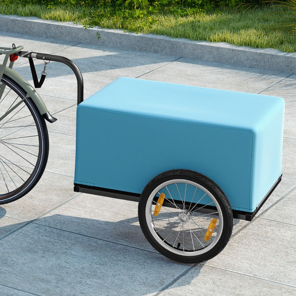 Remorque de Vlo avec Cadre Pliable Charge 55 kg Chariot pour Vlo avec Housse en Tissu Oxford Roues  Air de 40聽cm Rflecteurs Bleu -