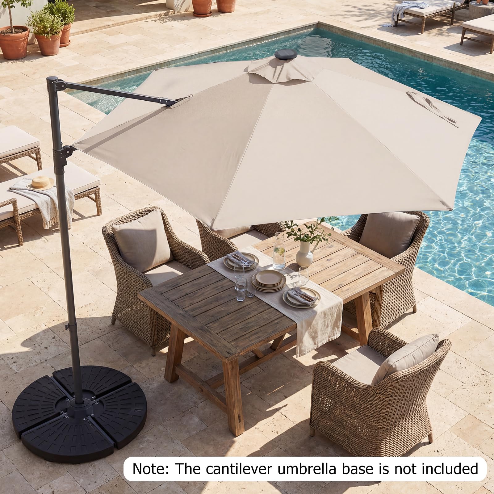 Tangkula 10ft Patio Offset Cantilever Outdoor Umbrella with LED Lights