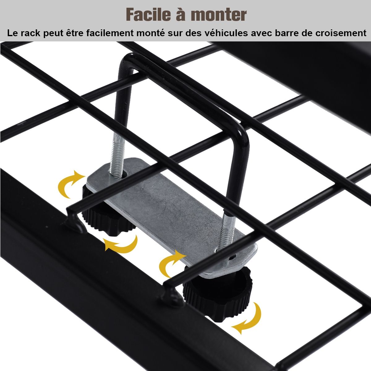 Porte-Bagages de Toit pour Voiture en Mtal 122,5x102CM avec Dflecteur d橝ir Capacit 75 KG Noir Accessoires Automobiles -