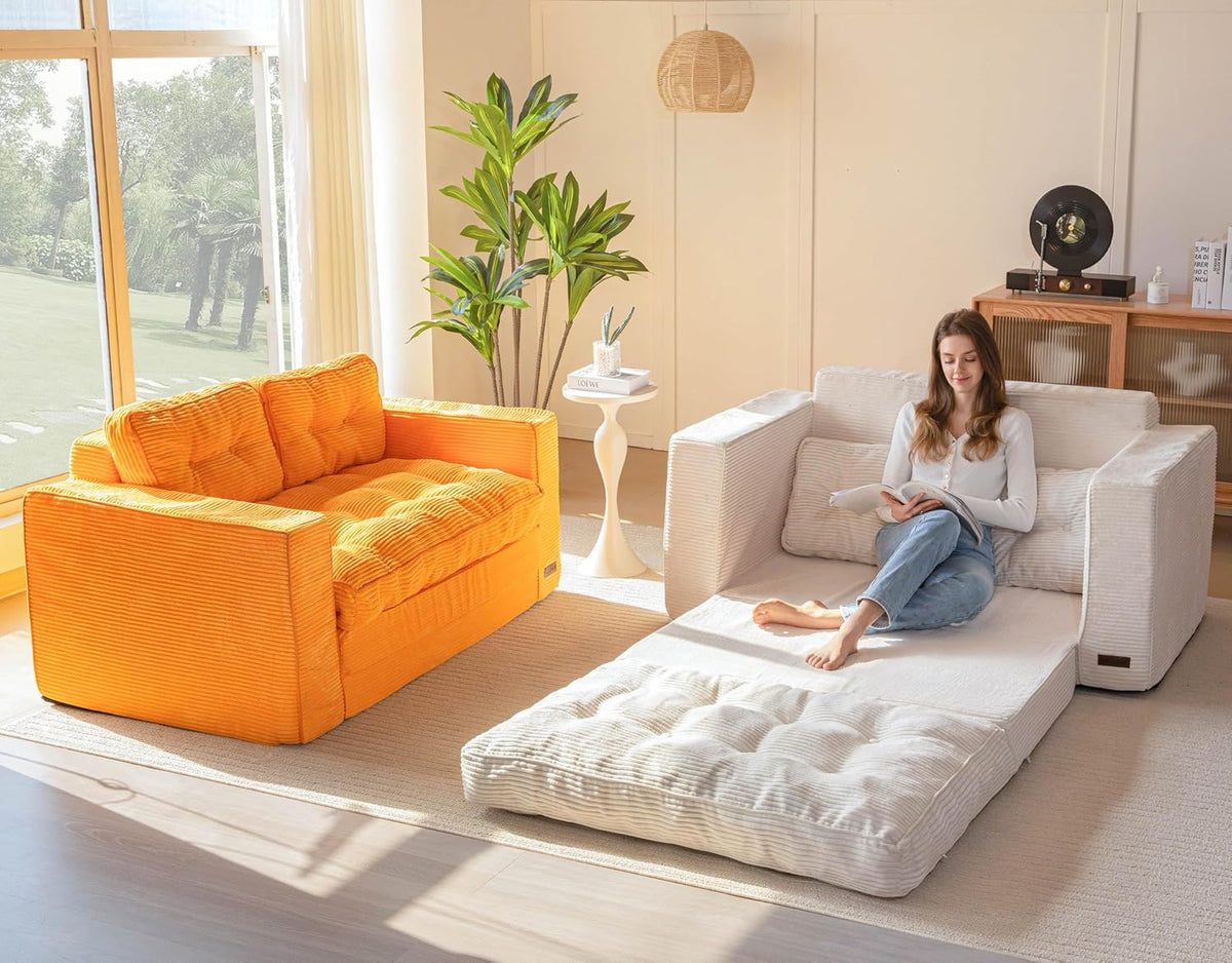 MAXYOYO Canapé-lit Convertible, Matelas Pliable Adulte Convertible Canapé-lit avec 2 Oreillers, Lit d'Appoint Surface de Couchage 101x196CM, Canapé pour Salon, Chambre à Coucher