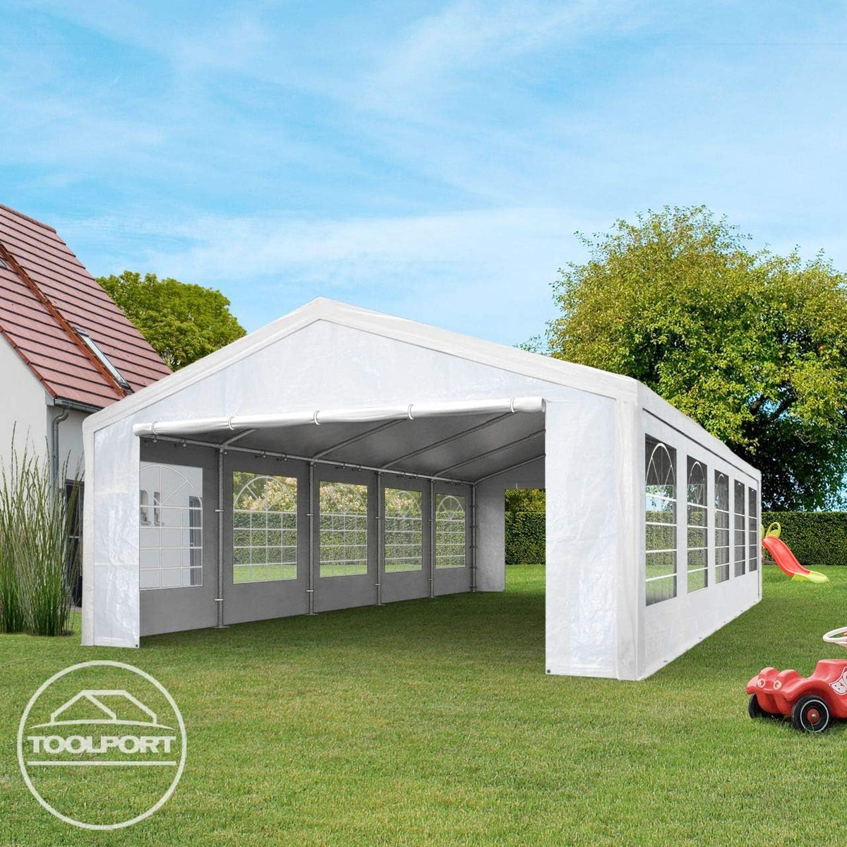 TOOLPORT Tente de réception 3x2 m pavillon Blanc bâche PE 350 N imperméable Tente de Jardin