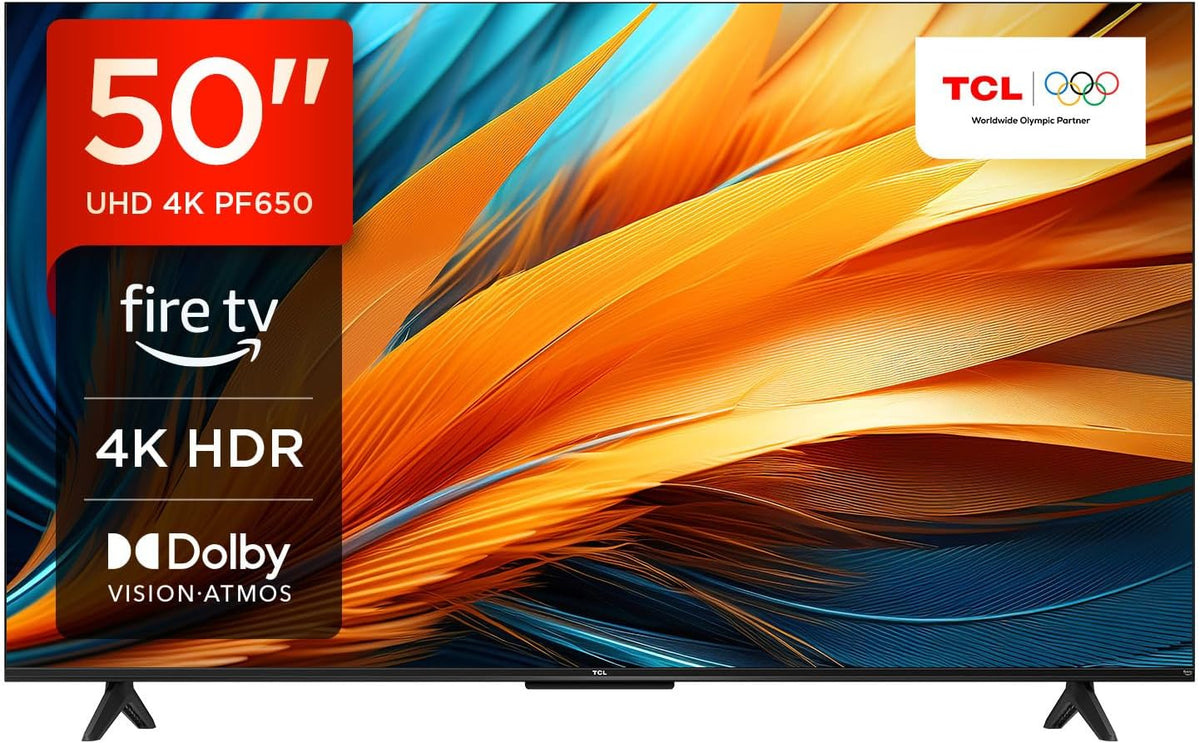 TCL 50PF650 50 Pouces 4K Ultra HD, HDR TV, Smart LED Fire TV (Dolby Vision, Dolby Atmos, DTS, HDR 10, Alexa intégré, Airplay2, Miracast)