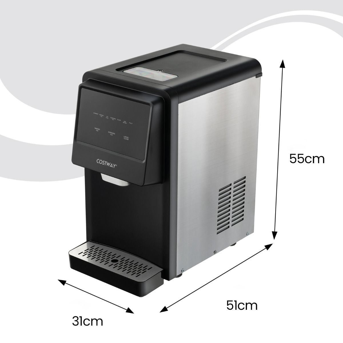 Machine  Glaons 27kg/24h Machine  Ppites  Affichage LED de Comptoir avec Capteur Infrarouge et Autonettoyant Stockage de glace : 4 kg -
