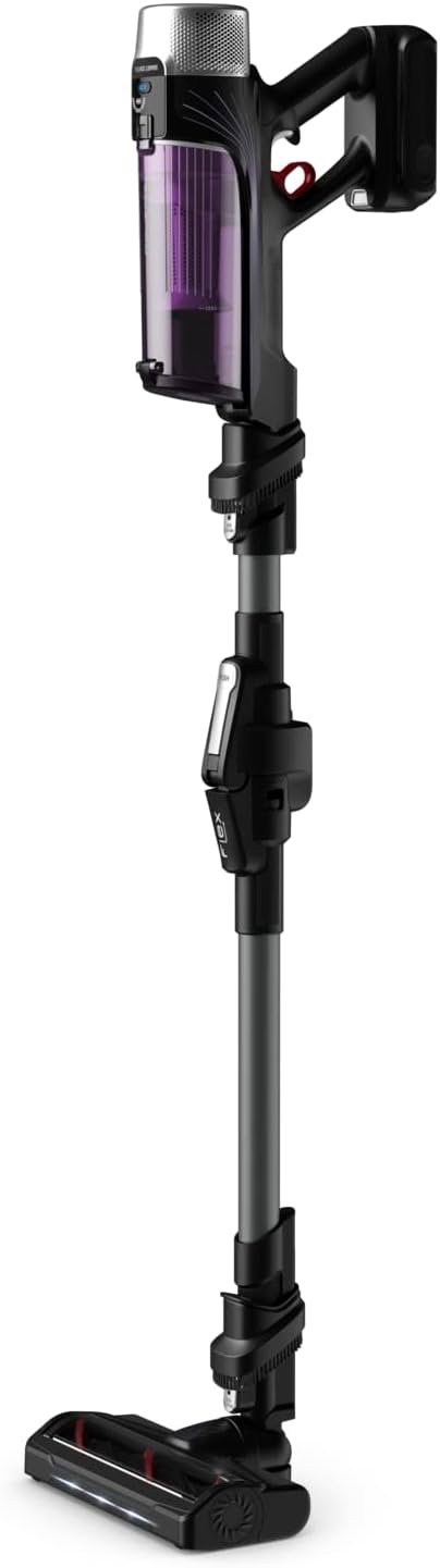 Rowenta X-Force Flex 9.60 Allergie Aspirateur balai sans fil,Filtration Anti-Allergènes,Puissant 100AW,Ultra Léger,Autonomie 45min RH2038WO,Noir / Violet