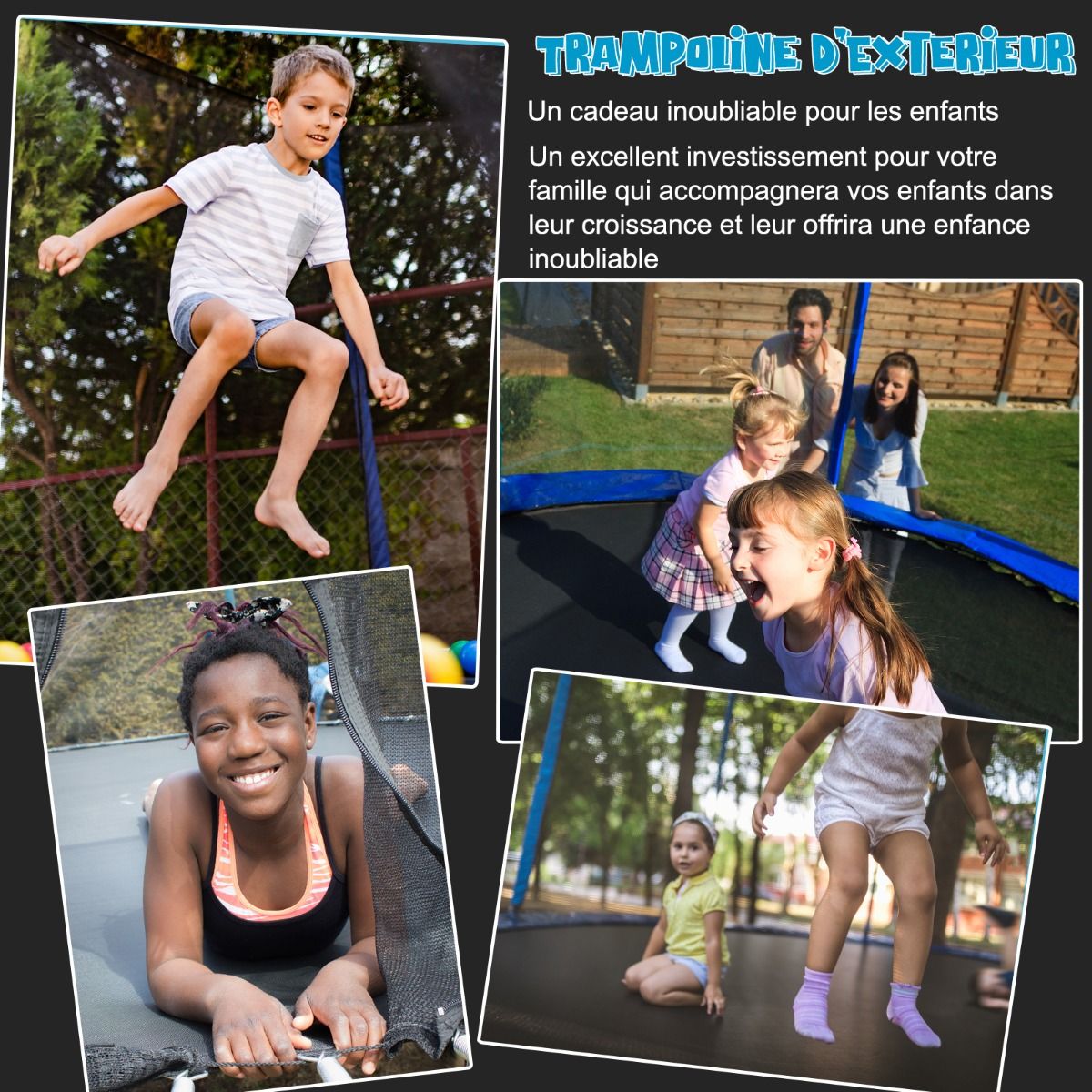 Trampoline d'Extrieur 脴366 cm Trampoline avec Panier de Basket Filet de Protection Trampoline pour Enfants et Adultes -