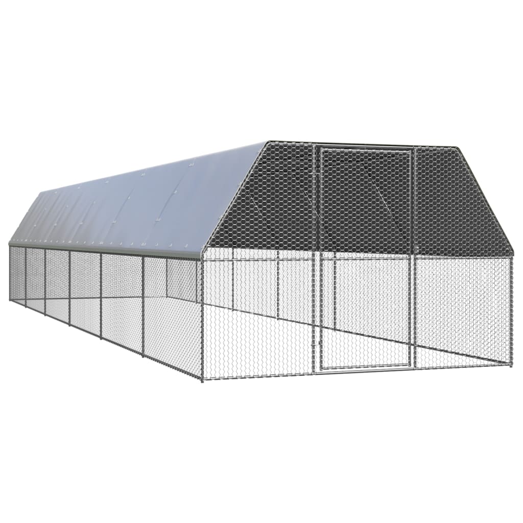 Poulailler d'extrieur 3 x 12 x 2 m acier galvanis toit en PE 02_0001693 -