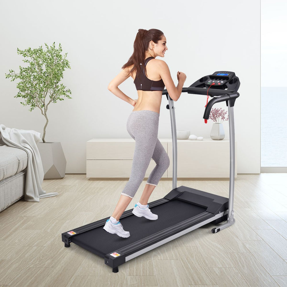 Tapis de Course Électrique Pliable avec Écran et Moniteur de Fréquence Cardiaque avec Vitesse de 1 à 10 km/h et 12 Programmes Noir -