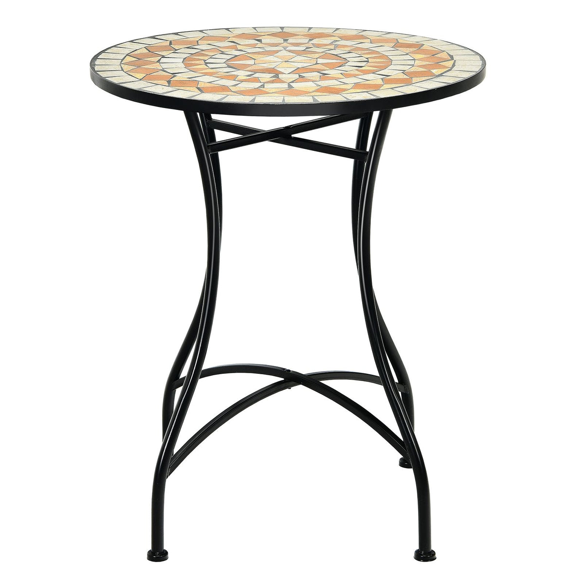 Table de Jardin Style Mosa茂que Cadre en Fer et Rev锚tement Antirouille pour 60 x 60 x 72 CM -
