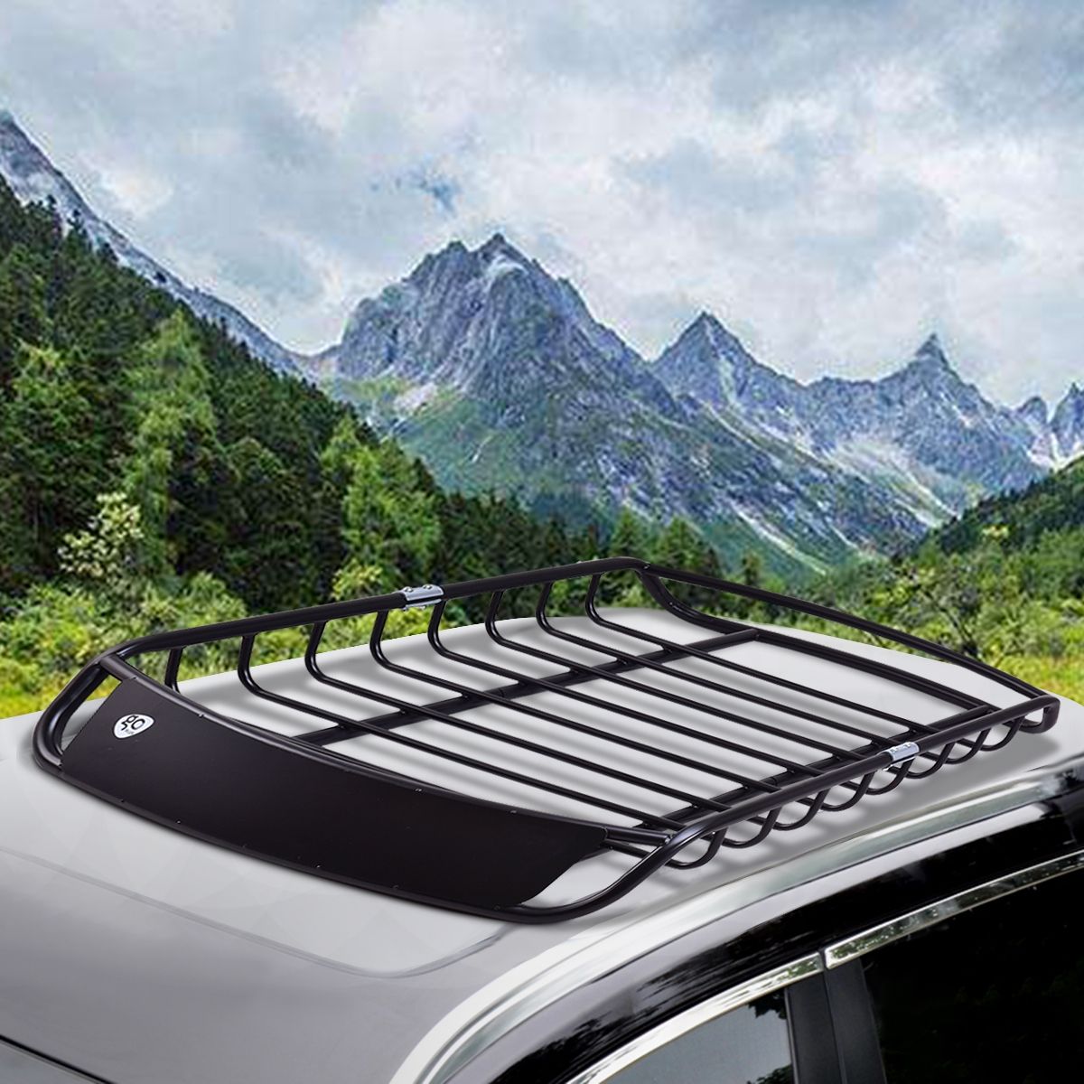 Porte-bagages en Métal Barre de Support pour Véhicule Haute Résistance en Acier Antirouille 120x98x16,5cm,Noir -