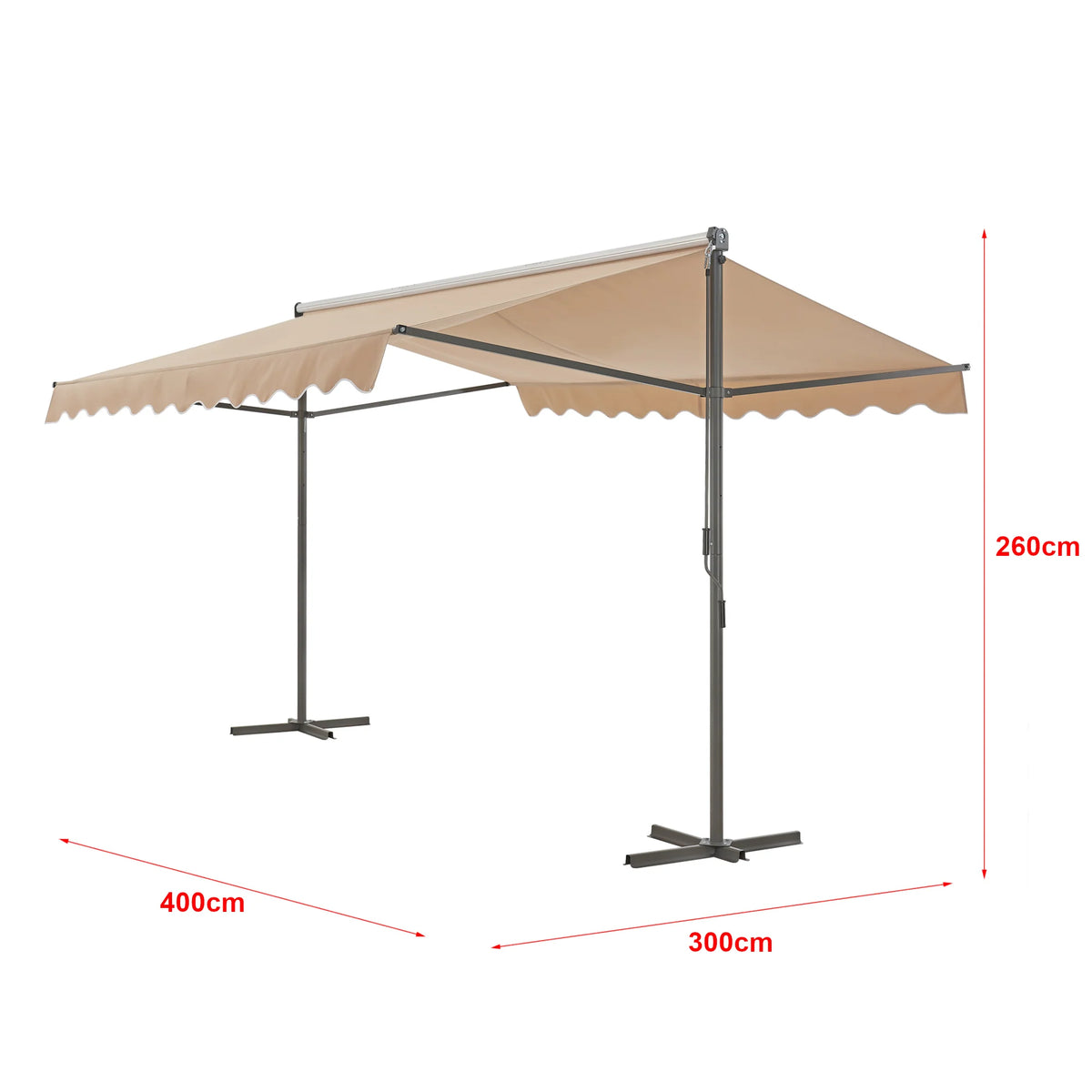 Store banne autoportant  double pente 400 x 300 x 260 cm sable 03_0008295 -
