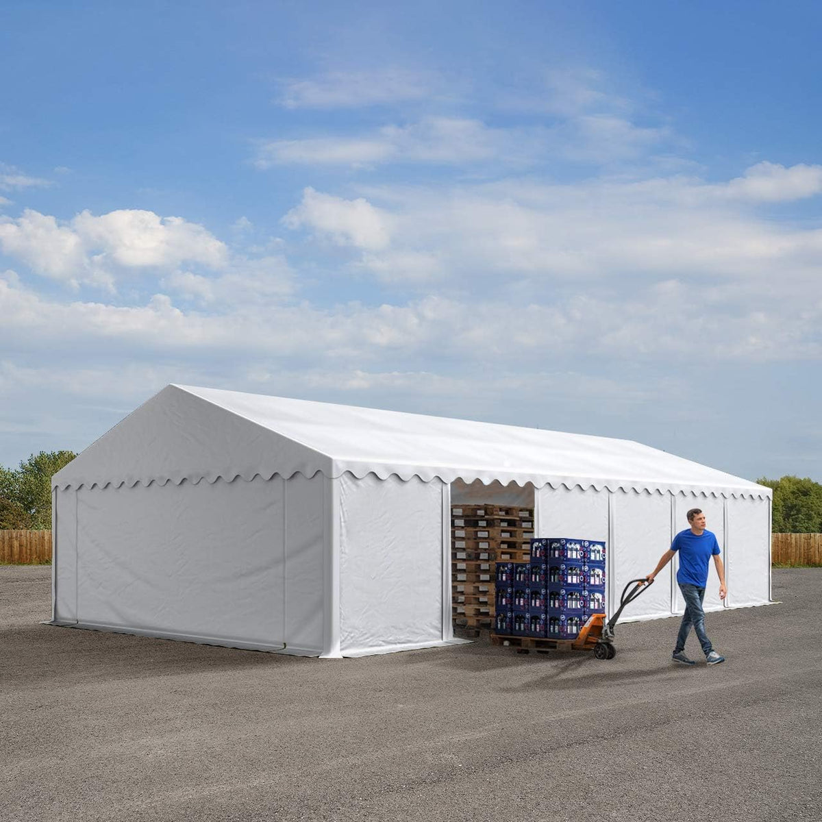 TOOLPORT Tente de Stockage 6x12 m abri bâche PVC 700 N imperméable Blanc