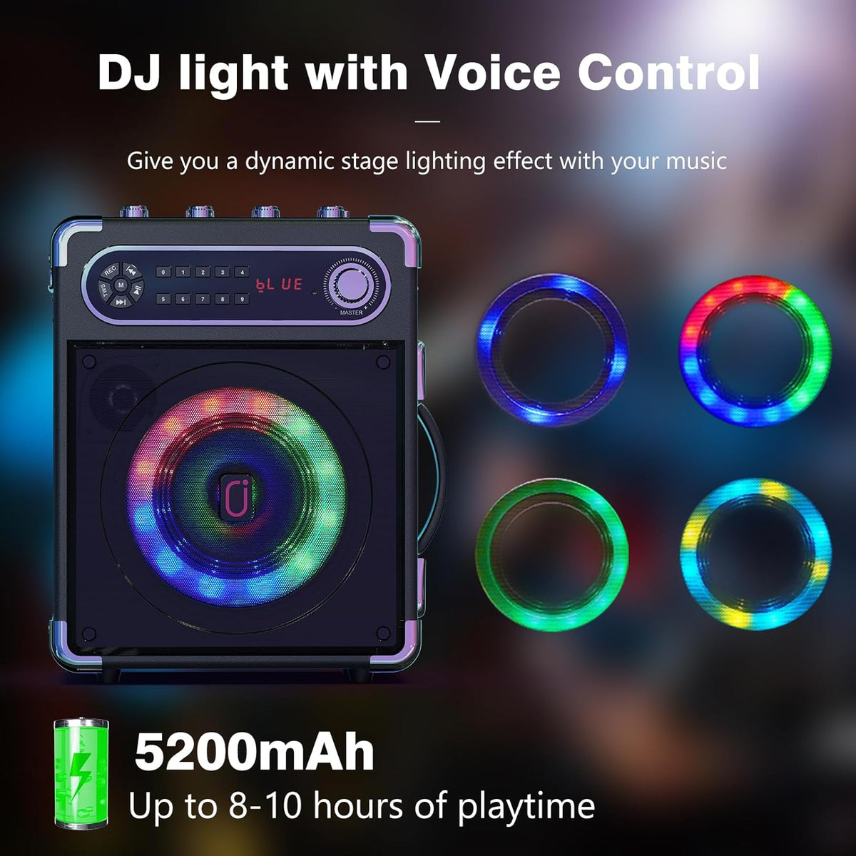 JYX Machine de Karaoké, avec 3 Microphones sans Fil et lumières DJ, Bluetooth Speaker pour Les réunions de Famille/Le Camping en Plein air/la fête sur la Plage